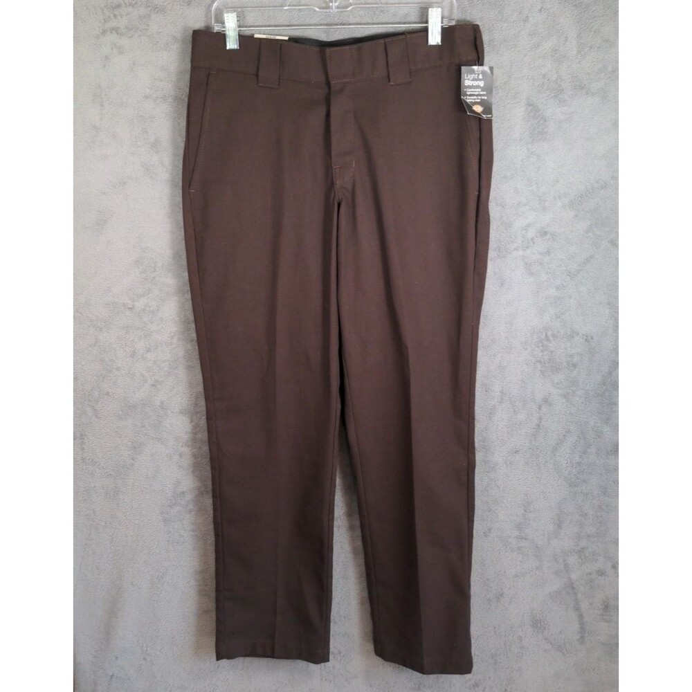 NWT Dickies Twill Work Pants Men’s 32x30 Brown Slim Fit Tapered Leg Flex Fabric